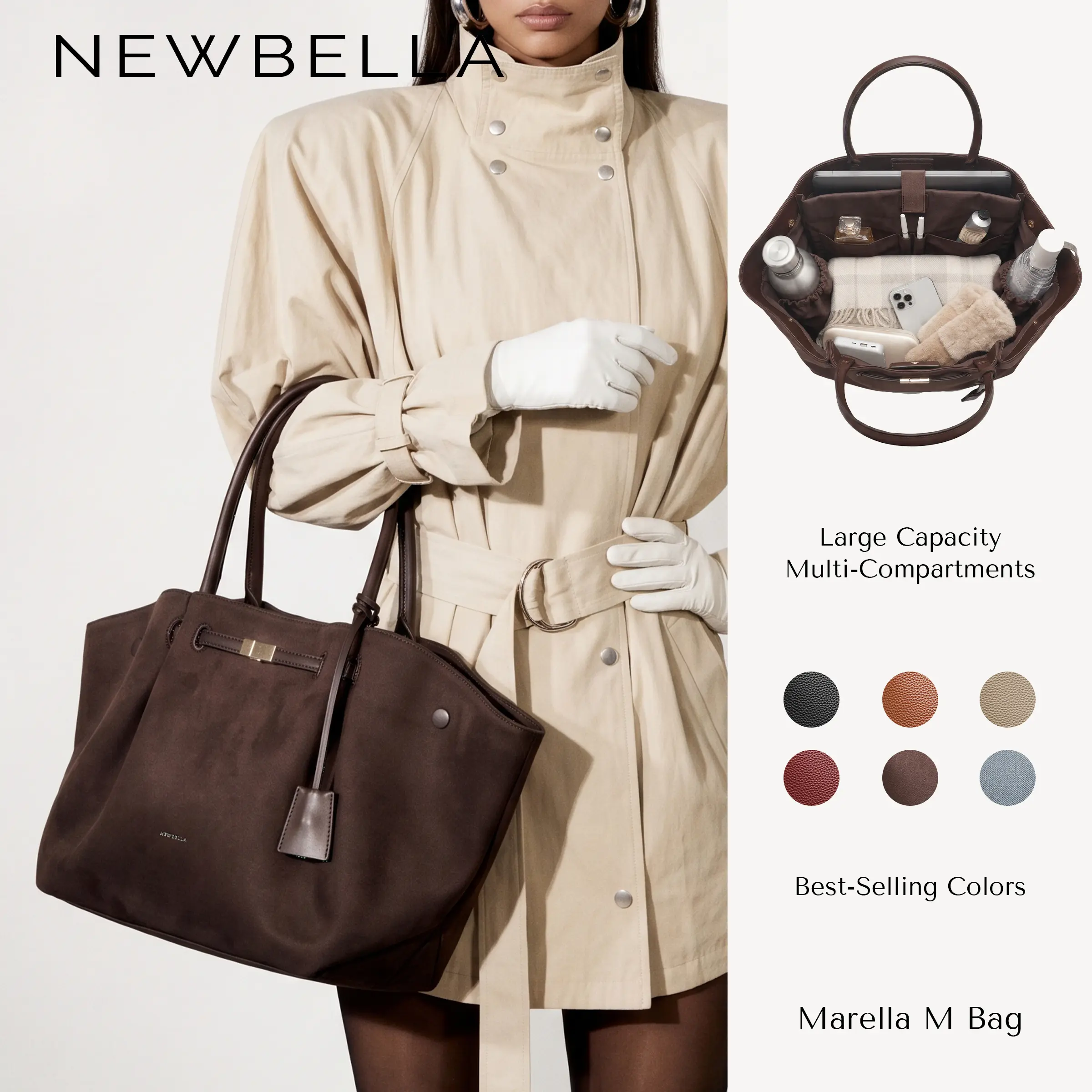 NEWBELLA Marella M Collapsible PU Leather Tote Bag with Magnetic Closure and Luggage Sleeve for Work and Travel #sohoch Pu Leather Bags High Quality Bag,outdoorfun,Fall Bag Gift for Women,Black Friday,Friendsgiving,Christmas Gift