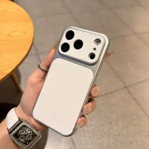 Luxury Leather Texture Phone Case for iPhone 17/16/15 Pro Max, Anti-Slip Matte White Case with Large Camera Cutout, Shockproof Soft TPU Cover, Minimalist Aesthetic Protective Case for Women Men