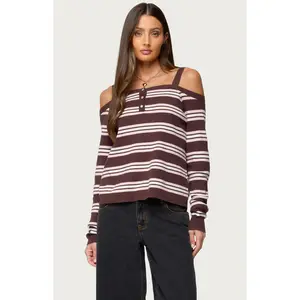 Edikted Women's Shyla Off Shoulder Striped Knit Top