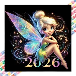 1 set of DIY diamond painting kit, 5D diamond art set, DIY decoration fairy wings, rainbow colors, number 2026. Mosaic, diamond art, DIY art home decor.