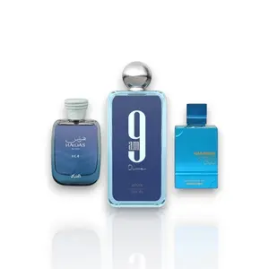 Afnan + Rasasi + Al Haramin | Hawas Ice + 9 AM Dive + Amber Oud Aqua Dubai | Eau De Parfum | 3 - Piece Multi Pack Fragrance Set |- Fruity - Green & Wood Notes