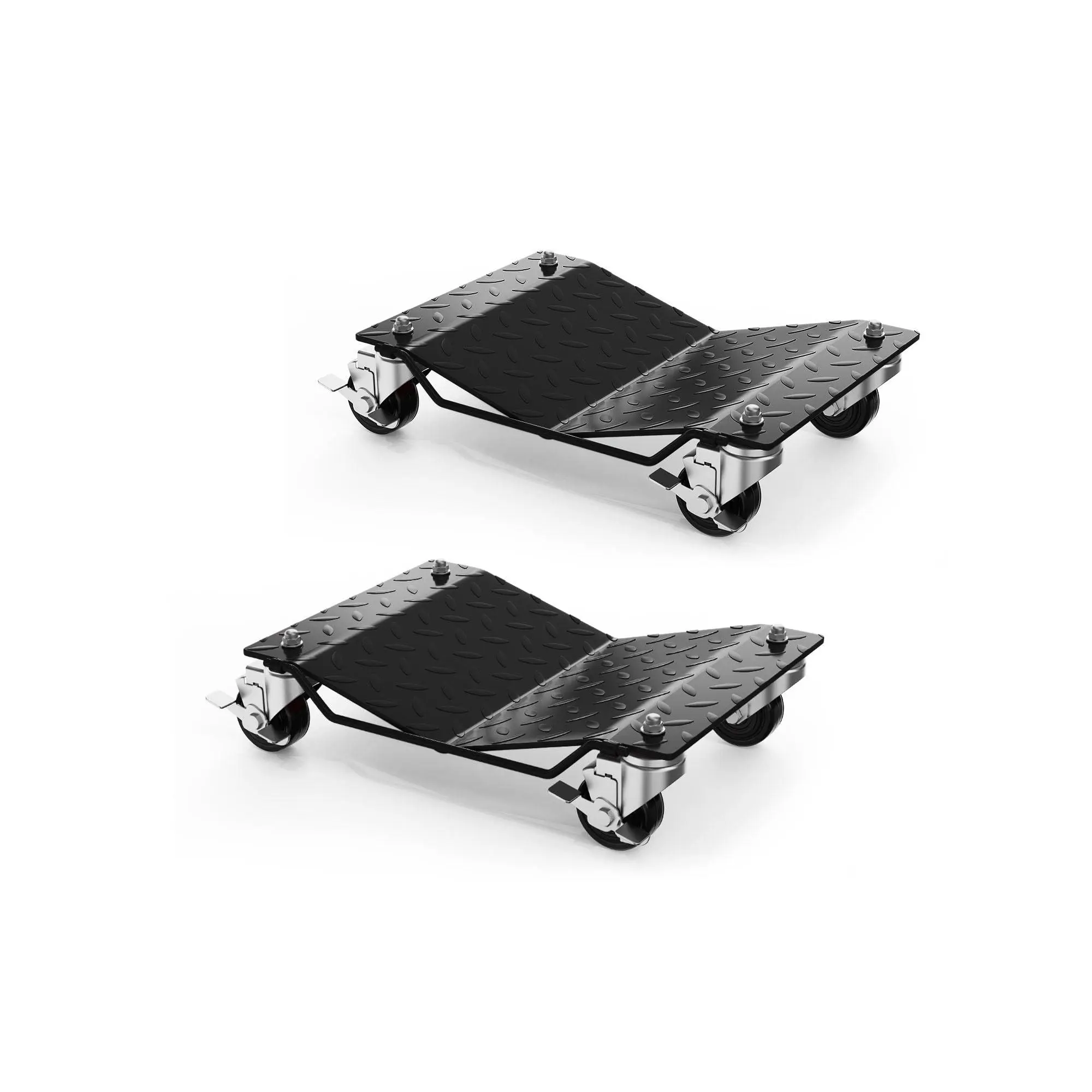 Heavy Duty Vehicle Mover Trolley Set of 2, 3000LBS Capacity Car Wheel Dolly with Brakes for Cars, Trucks, Motorcycles, Black, Heavy Duty Trolley