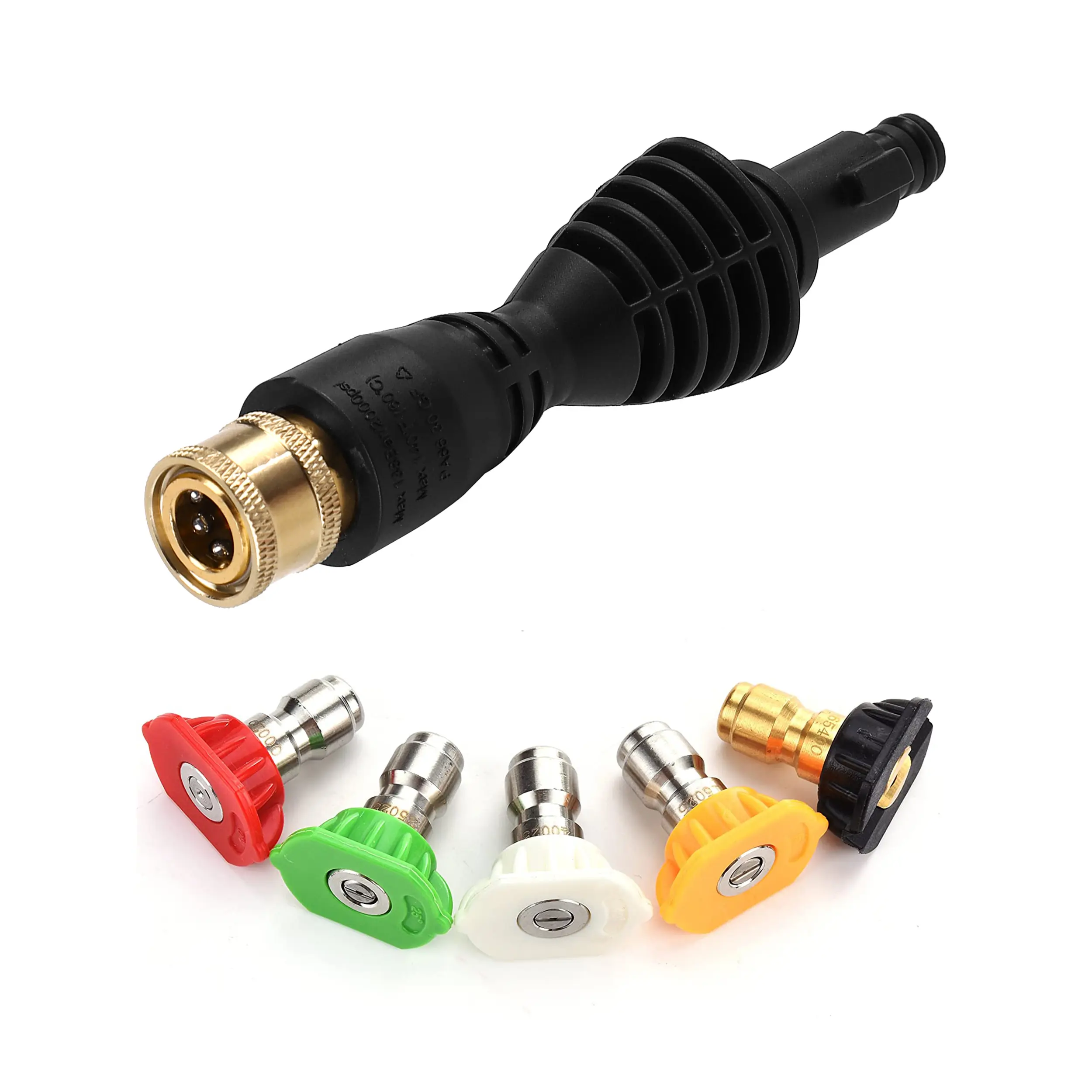 PWACCS Handheld Pressure Washer Adapter Kit - 1/4" Quick Connect Socket Fittings, 5 Multi-Angle Jets, Foam Cleaner Spray, PA66 Plastic, 1.3GPM, 1750 PSI, BM80721SB for Ryobi, Powerclean, Portland, Husky, Power Stroke (Surface Cleaning Compatible), Wear