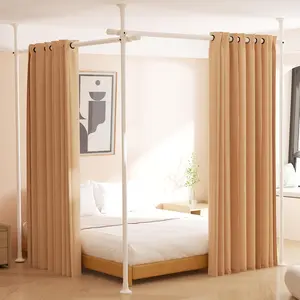 Room Divider No Drilling Curtain Rod, 4-10ft (H) 28-114inch(W) Adjustable Heavy Duty Floor to Ceiling Room Dividers Tension Rod - Damage Free for Space Partition White