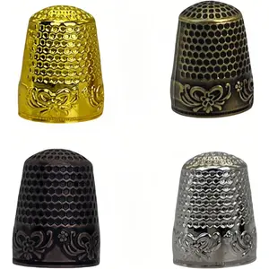 Metal Thimbles (4-Pack) - Size 9 Stainless Steel Finger Protector for Hand Sewing, Quilting, Embroidery | Comfort-Fit with Anti-Slip Grooves & Breathable Design