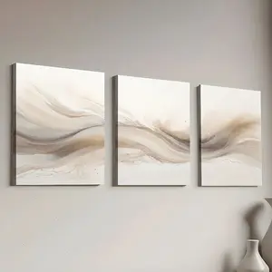 3pcs Framed Modern Wall Decor, Beige Neutral Print Posters, Abstract Decorative Artwork, Fashion Canvas Artwork Paintings, Wall Art, Paintings, Room Aesthetic, Home Decor, Gift, for Living Room, Bedroom, Bathroom, with Frame
