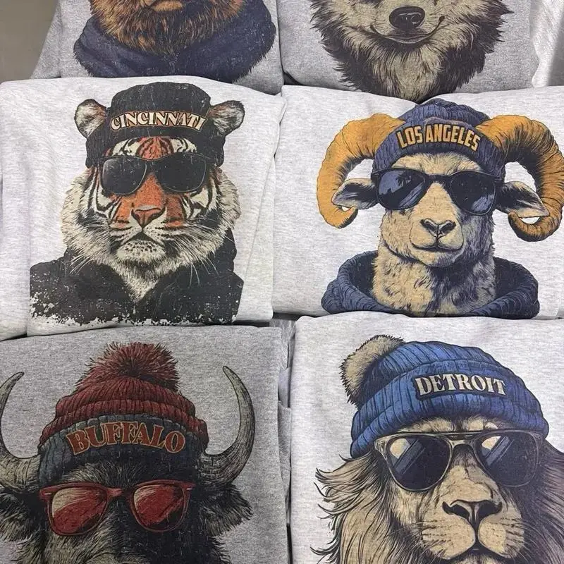Spirit Animal Football Graphic Sweatshirt, City Animal Sports Pullover, Game Day City Football Sweatshirt, Casual Hometown Pullover