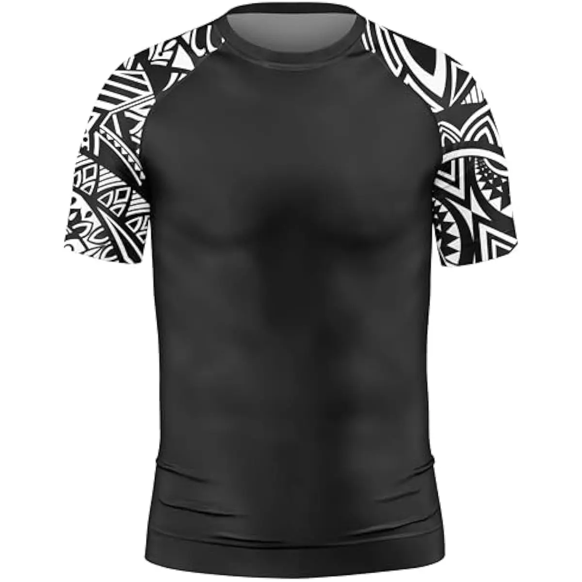 Men's Slip-On Rash Guard with Face Mask, Long Sleeve Compression Swim Top, UPF 50+ Quick-Dry Workout Clothing with Back Print, Rash Guard Swimwear, Workout Rash Guard