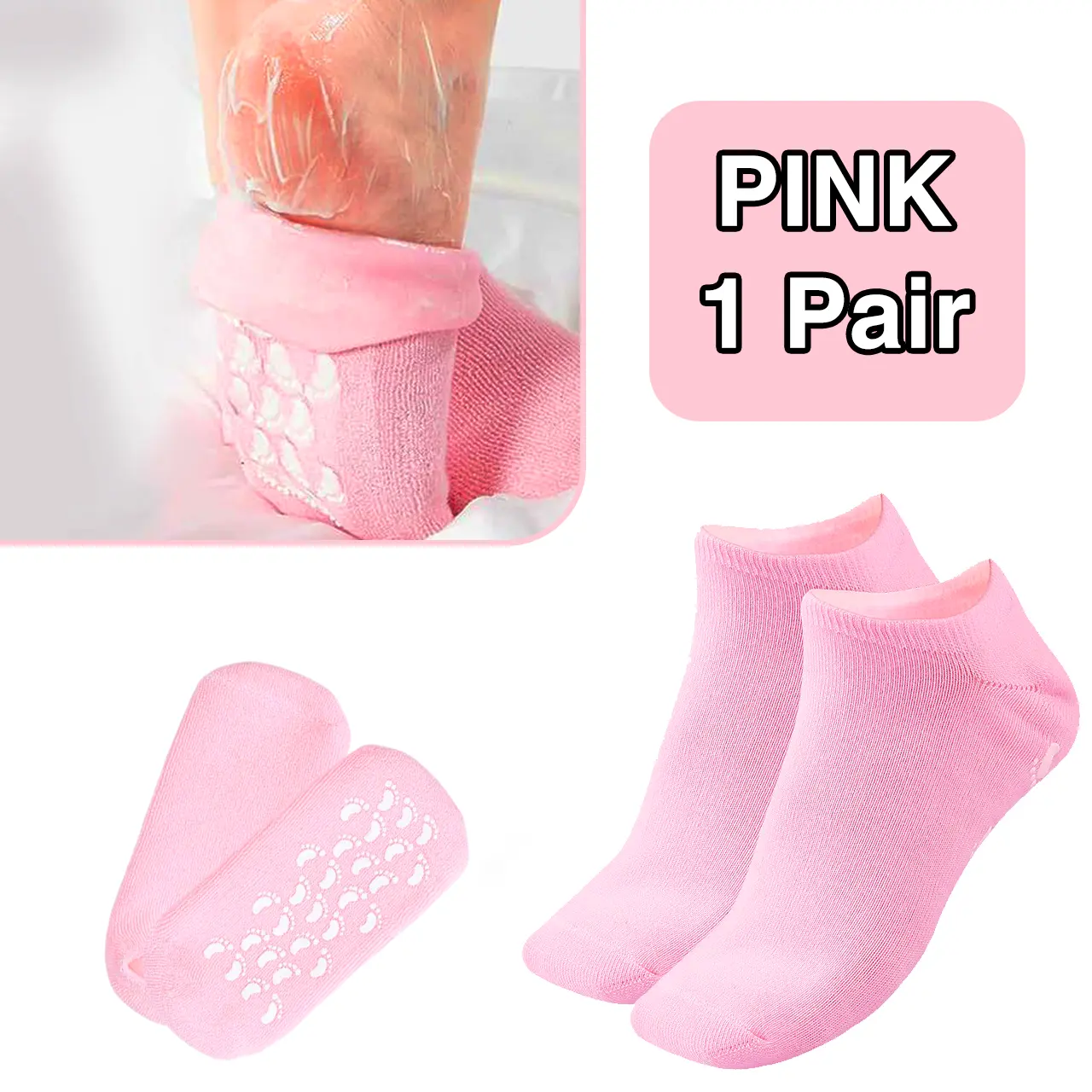 Moisturizing Gel Socks Feet Care Gel Spa Foot Moisturizer Silicone Non Slip Heel Socks for Dry Cracked Feet Overnight Lotion for Women Men Softening Rough Skin Hydrate Moisture Hydrating Foot Exfoliating Mask