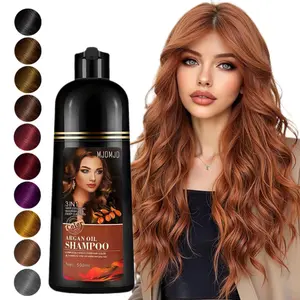 Cherry Brown 3 in 1 Argan Oil Hair Dye Shampoo For All Hair Types-16.9 Fl Oz，Long Lasting Hair Color For Grey Coverage, Easy To Use