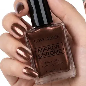 Lovcarrie  Mirror-Finish Metallic Bronze Nail Polish, 17ml; alcohol-free, quick-drying formula; chrome-like metallic sheen; long-lasting, salon-quality finish; easy to apply; for adult use