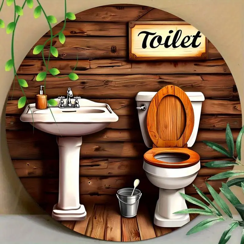 Vintage Toilet Sign, 1 Count Wooden Toilet Sign, Country Style Wall Art Decor, Decorative Wall Plaque, for Home, Cafe, Restaurant, Bar, Garden, Bathroom Decorations, Vintage Plaque Decor