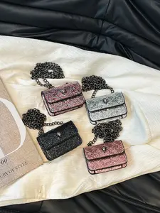 Mini Crossbody Shoulder Bag, Magnetic Flip Cover, Colorblock Design, Shiny, All Seasons, Multi-Color Options, Wallet Style, Stylish Crossbody Bag
