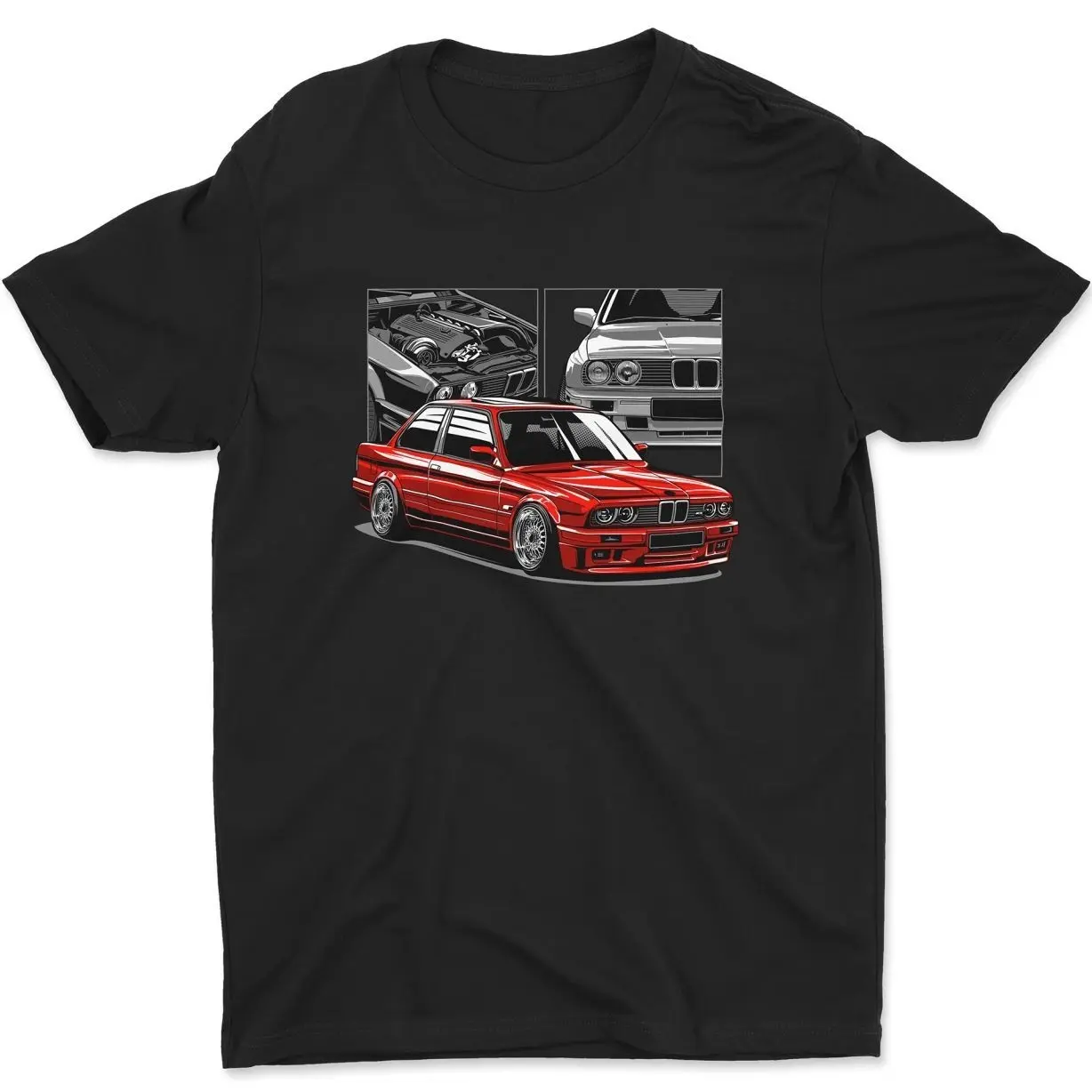German cars E30 Car T-Shirt Cotton Streetwear Tee for Car Enthusiasts
