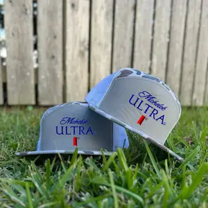 Michelob Ultra Embroidery 7 Panel Hat – Bottomland Camo Brackish White Black Mesh Snapback, Western Style Trucker Cap, Flat Bill Vintage Beer Hat, Casual Outdoor Workwear Cap for Men and Women, Bar Drinking Gift