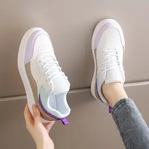 (New)Women's Lightweight Breathable Colorblock Skate Shoes - Comfortable Non-Slip Thick Sole Sneakers with Durable MD Outsole, Stylish Low-Top Design for All Seasons, Casual & Outdoor Wear, Allseason Shoes Pink Girl Runner Footwear Trainer Close