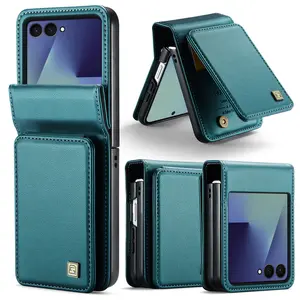 Flip Wallet Phone Case Compatible with Galaxy Z Flip Series, RFID Blocking Design, Dual Magnetic Closure & Vehicle Attachment Feature