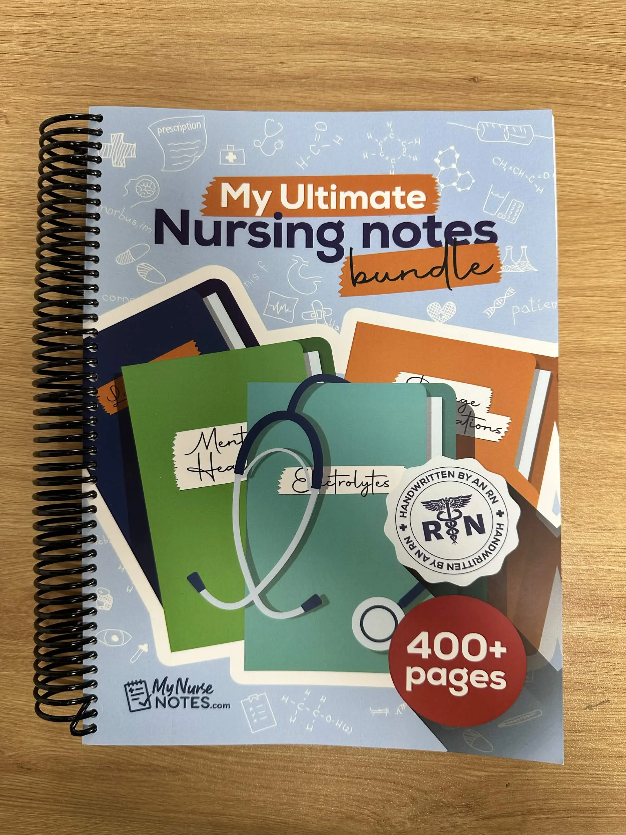 Nursing School RN Handwritten Notes Bundle - 400+ Page Concise Notebook Set, Designed for Nursing Student Exam Success