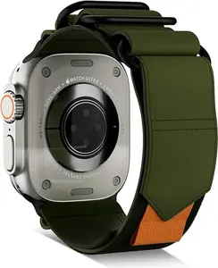 Sport Band for Apple Watch ULTRA & ULTRA 2: Adjustable Genuine Leather Apple Watch Band 49mm - Nylon Strap for iWatch Apple Watch ULTRA 2 & ULTRA Series 9/8/7/6/5/4/3/2/1 SE 45mm 44mm 42mm Accessories Wearable