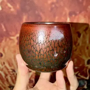 Masterpiece Jian Zhan Starry Night Dragon Agg Teacup Glittery Cup by Sun Fukun｜Handcrafted Gongfu Master Cup with Glimmering Galaxy Oil Spot Glaze｜For Tea Ceremony & Collectors