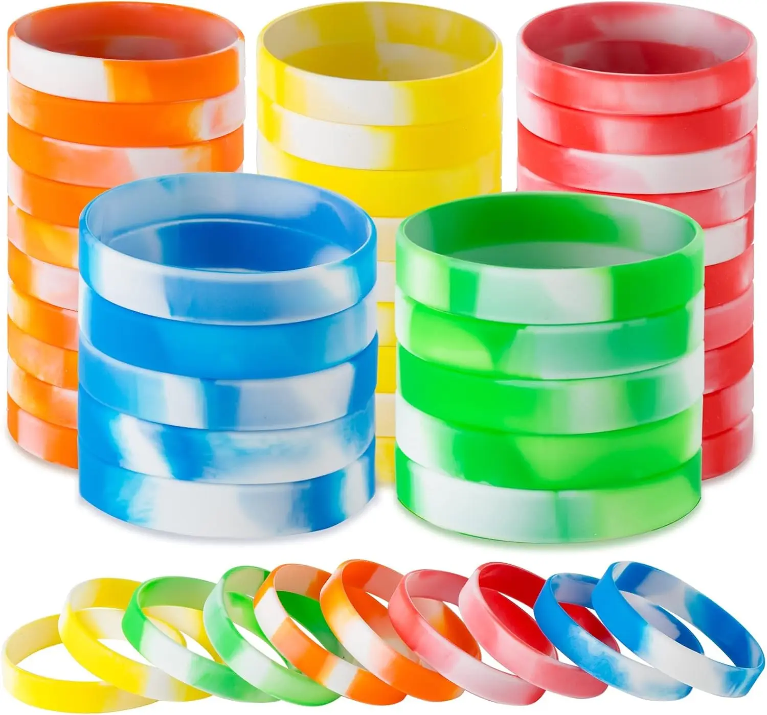 Rubber Bracelet Wristbands 100 Silicone Bracelets