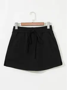 Women's High Waisted Skorts Casual Mini Skirt with Pockets Drawstring French Terry Athletic Lounge Shorts