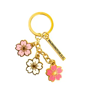 Washington DC Cherry Blossom Dangle Metal Keychain