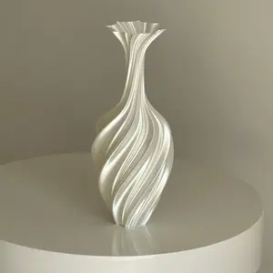Waterproof Twisted Resin ellipse vase - Artistic Swirl Flower Holder for Fresh & Dried Blooms whimsical home decor