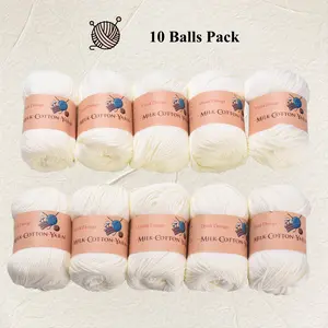 THINKTHINGS Milk White Acrylic Yarn for Knitting Crochet 10 Balls 17.6 Ounces Bulk Crochet Thread Easy to Use Versatile for Beginners & Professionals
