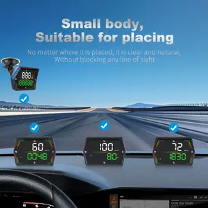 In-vehicle head-up display (HUD) that supports switching between kilometers and miles, and features GPS and OBDII functionality; it records vehicle speed, trip duration, trip distance, total mileage, 0-100 km/h acceleration time, and direction of travel;