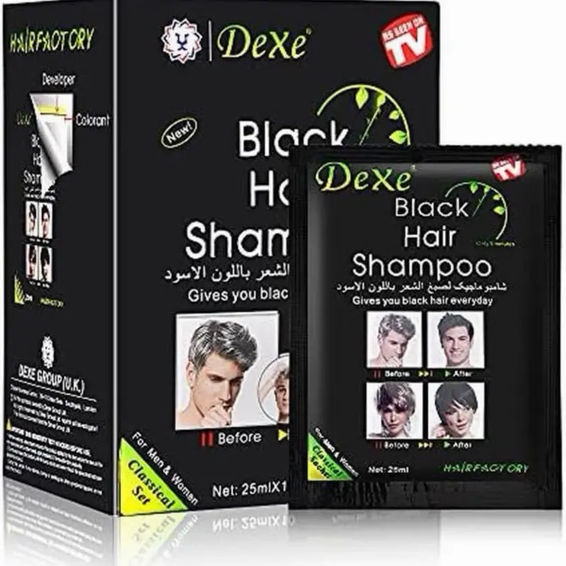 10PCS Dexe Black Hair Dye Shampoo for Gray Hair,Hair Color Shampoo for Men Women,Simple to Use,,Last 30 days,Natural Ingredients Haircare