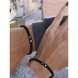 Heart & Letter Charm Braided Bracelet, Fashionable Jewelry for Women & Men, Trendy All-match & Exquisite Jewelry for Birthday Gift, Heart Shaped Bracelet