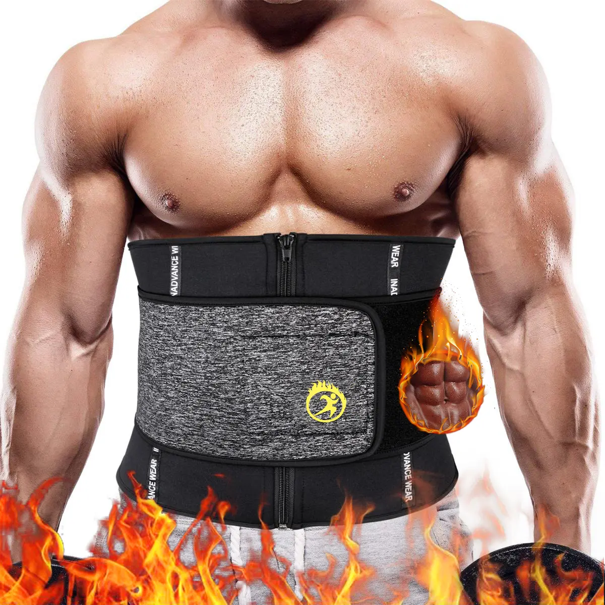 1 PC Men Sauna Waist Trainer Corset Man Workout Waists Slimmer Sweat Waisted Trimmer Men's Fitness Bandage Mens Slimmer Tummy Shaper Bustier Male Sport Belly Slim Band Gym Outdoor Abdominal Belt Neoprene