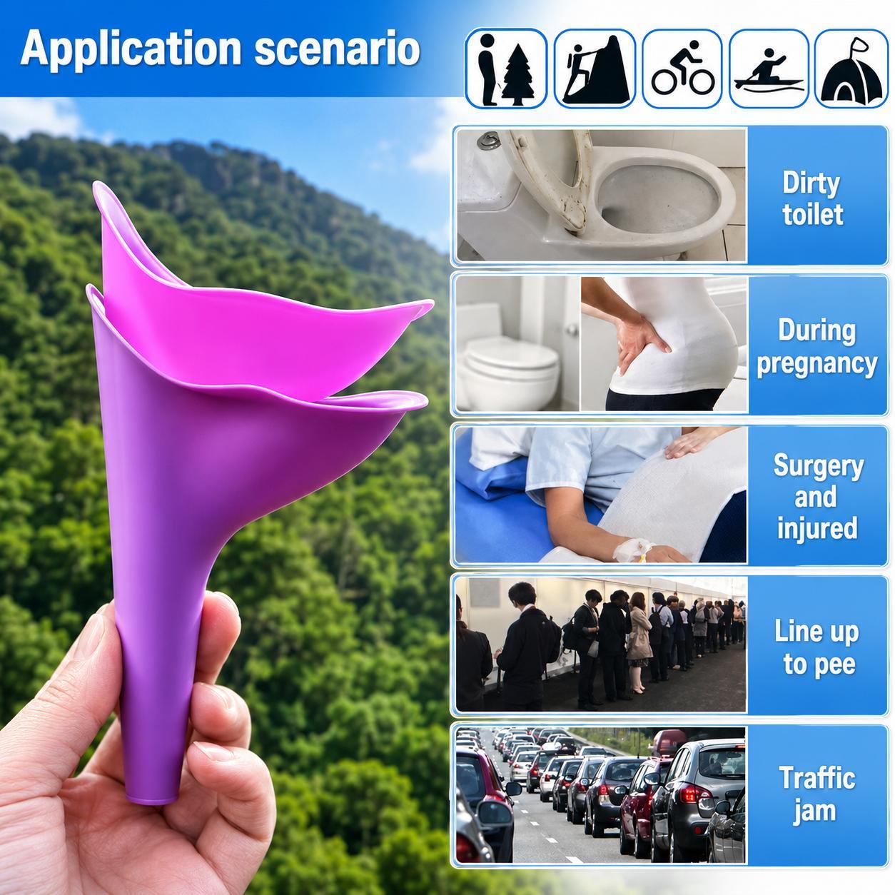 Ergonomic Silicone Women's Urinal - Practical Standing Outdoor Travel Potty, Compact Portable Camping Toilets Portable Travel Accessory for Camping, Hiking
