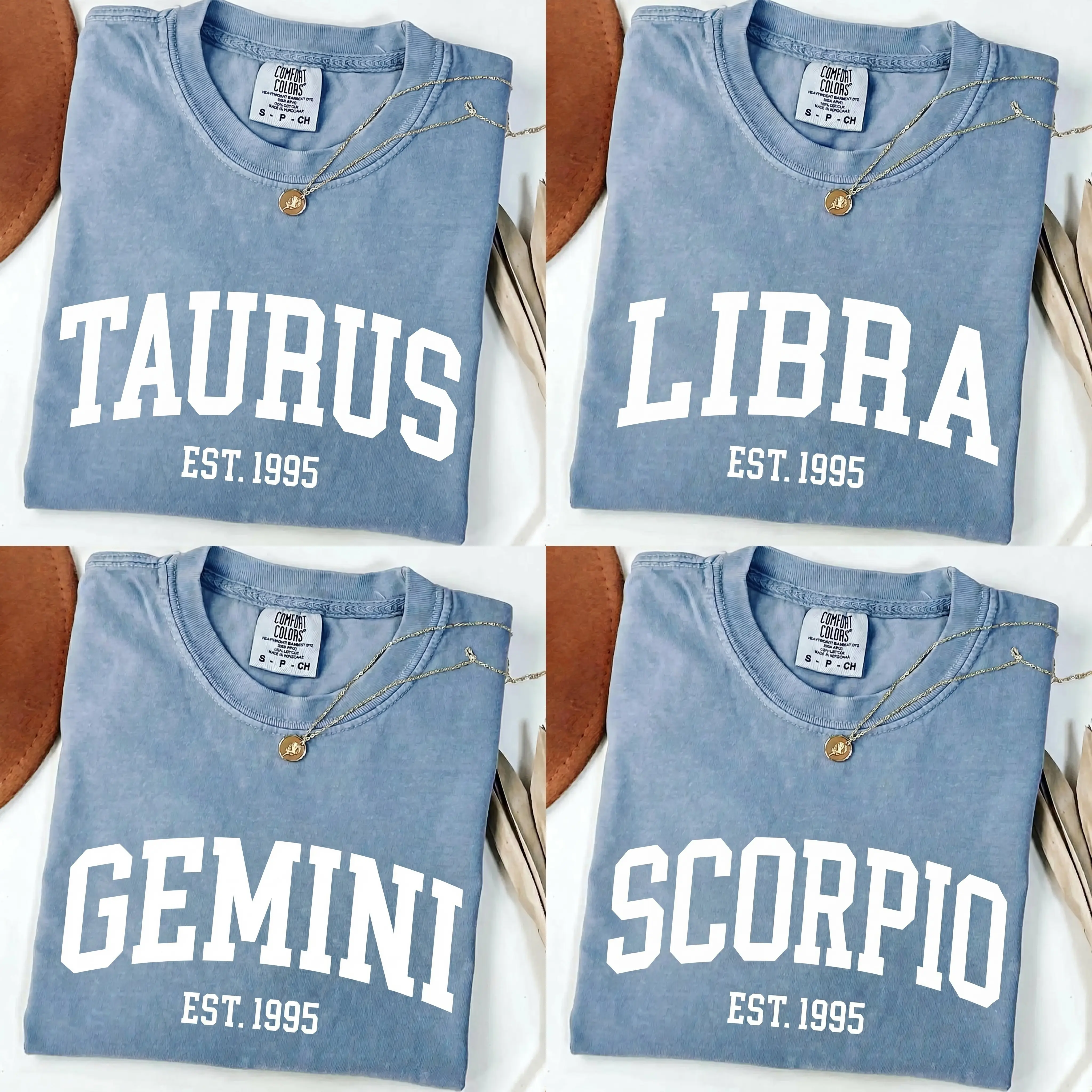( LEAVE A NOTE OR DM SHOP) Comfort Colors Custom Zodiac Shirt, Personalized Year Zodiac Tshirts, Gifts for Friend, Astrology Shirt, Blue Jean Color - AL