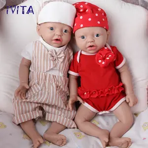 IVITA 15" Full Silicone Reborn Baby Newborn Platinum Silicone Doll Realistic Floppy Silicone Baby Birthday Gift Vivid Silicone Infant Doll Mouth Open can take pacifier