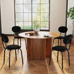 Set of 4 Upholstered Dining Chairs, Mid-Century Modern Style, Foam-Padded Seat and Backrest,400 Lb. Weight Capacity, Linen Upholstery, 3 Color Options