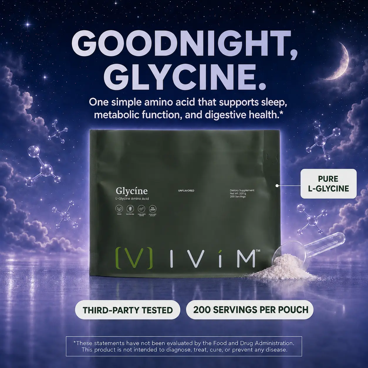 Ivim Health Dietary Glycine Powder - Natural Sleep Aid, Digestive Nutritional Supplement, Metabolism Support for Sleep & Digestive Health Needs