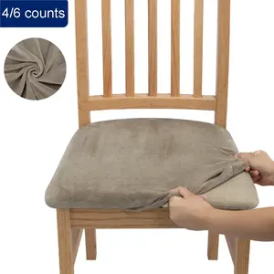 Solid Color Chair Cover, Dining Chair Slipcover, 4/6 Counts Elastic Chair Seat Cover, Chair Protector, Chair Seat Protector for Home Dining Room Kitchen