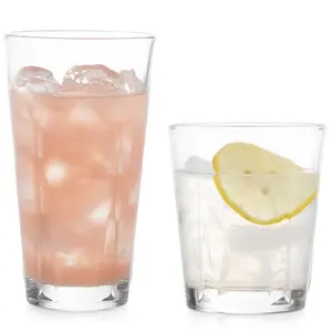 Libbey Monterrey Everyday Drinking Glasses Set of 8, Geometric Shape DOF and Glass Tumbler Set, All Purpose Kitchen Glassware Set for Water Cocktails