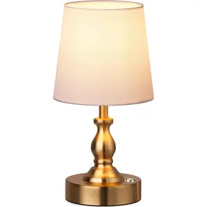 Mini Cordless LED Table Lamp, 5200mAh Rechargeable Battery Operated Lamp, 3-Level Brightness Touch Dimmable Desk Lamp, Bedside Night Light for Patio Camping Restaurant Home, Antique Brass