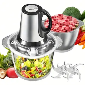Food Processor With 2 Bowls, 101.45oz Meat Grinder For Baby Food, Meat, Onion, Salads, Nuts, Vegetables Chopper, 2 Speed Food Processor Electric Vegetable Chopper, Garlic Press, Food Chopper, Masher, Stainless Steel Bowl+PC Bowl, Electric Dough Mixer