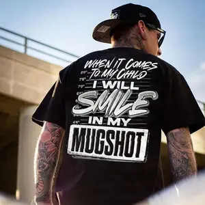 When It Comes To My Child I Will Smile In My Mugshot T-Shirt, Happy Wife Happy Life Tee, Top Menswear, Cotton Tee Shirt Casual Streetwear, Sweatshirt, Men's Casual Crew Neck T-Shirt, Menswear, Tops,Gift for Husband,  Unisex