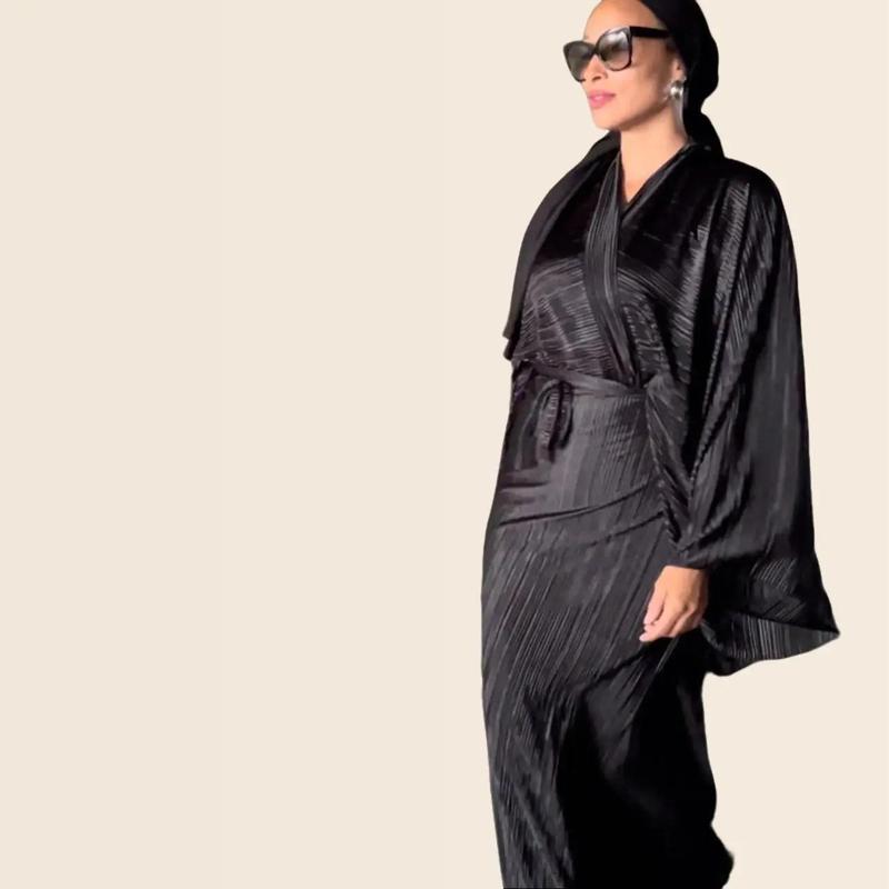 Modest Set Black 2 Piece Modest Set - Elegant Daily Wear for Women with Plisse ...