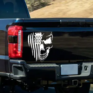 American Flag Skull Decal Self-adhesive Vinyl Waterproof Sticker Patriotic Skull USA Window Decoration for Car Pickup Truck Rear Car Decals Sticker For Cars