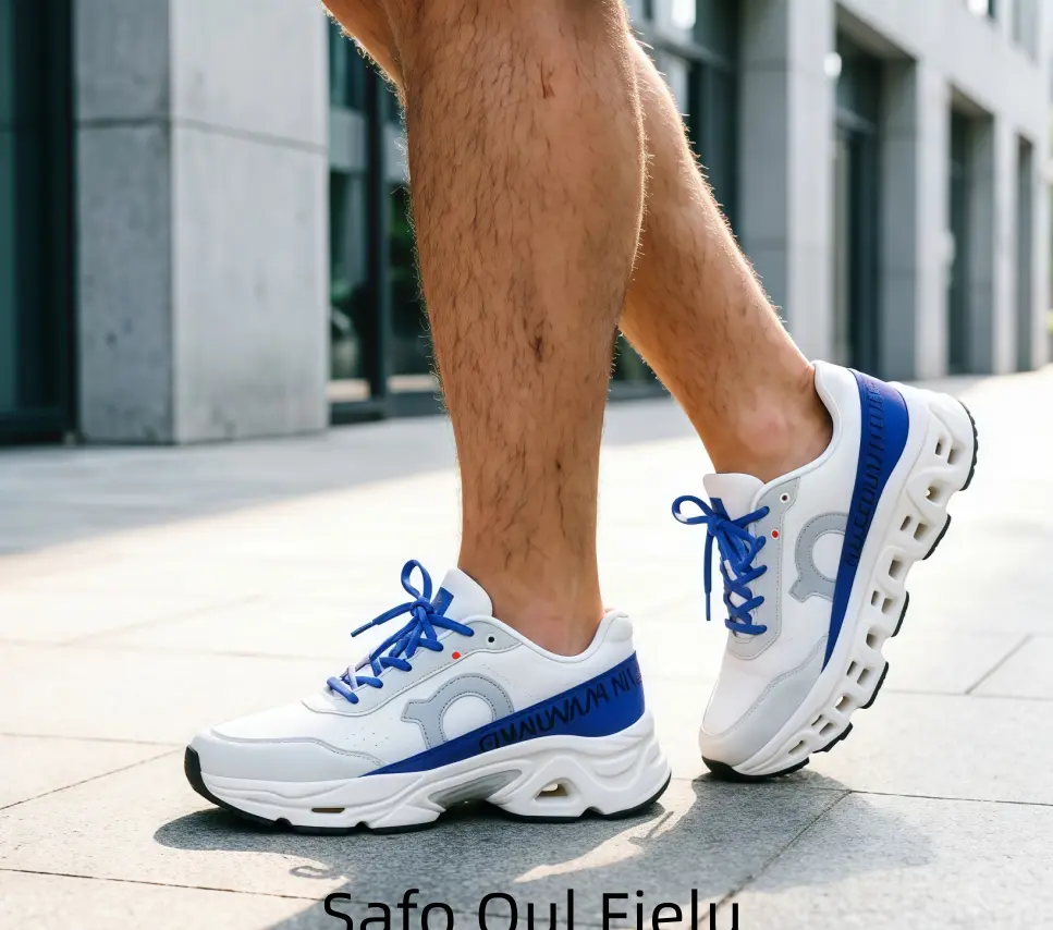 White & Royal Blue – Ultra-Lightweight Cushioned Sneakers with Hollowed-Out CloudTec Sole for Men & Women, Perfect for Marathon Training, Daily Jogging, or Urban Commute