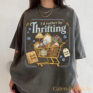 Comfort Colors I'd Rather Be Thrifting Shirt, Cute Thrift Cart Quote Tee, Vintage Shopping Lover Tee, Funny Antiquing Thrift Store Tee, Antique Lover Shirt