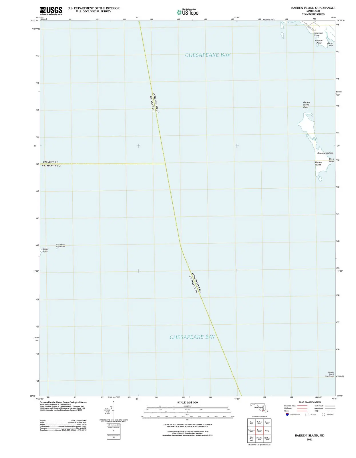 Barren Island Maryland USGS Topographic Quadrangle Map, 2011, 1:24000