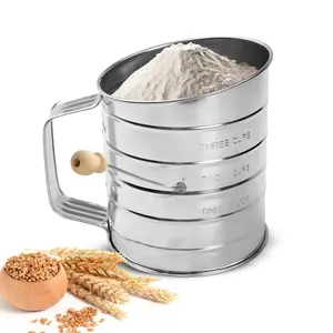 3 Cup Flour Sifter for Baking Fine Mesh Rotary Hand Crank with Loop Agitator for Quick Sifting, Flour Sifter Stainless           s Steel Visit the Bellemain Store