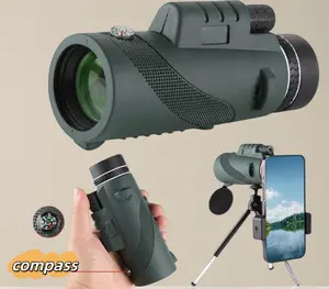 Single-Lens Telescope, 80x100 High-Definition Sturdy Durable Telescopic Optics with Compass, Mobile Phone Photography Compatible, Ideal for Outdoor Hiking, Perfect Gift for Sports Enthusiasts